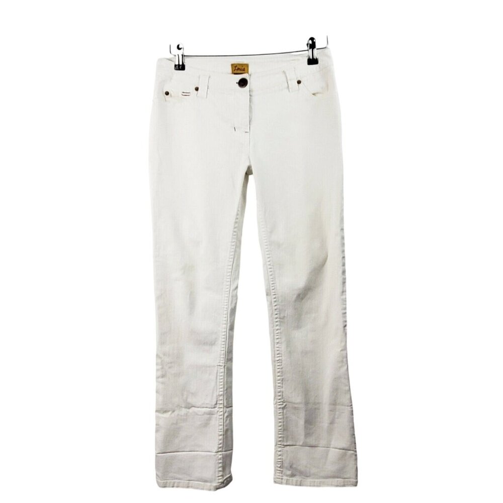 Louie Women's White Straight Leg Jeans Mid Rise Size 4 EUC